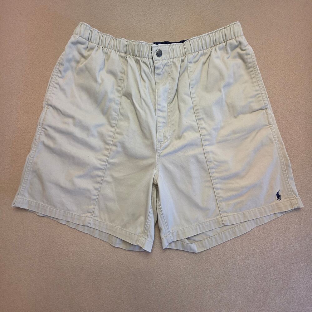 Polo Ralph Lauren Vintage 80s 90s Elastic-Waist Khaki Chino Shorts Sz Large